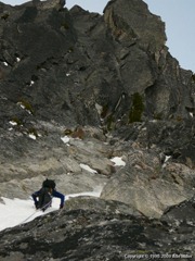 Mixed climbing on Dragontail's Backbone Ridge.